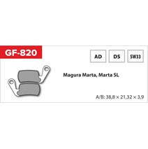 Brake Pads GF 820 Ad MTB Magura (no spring, spring, splitters)