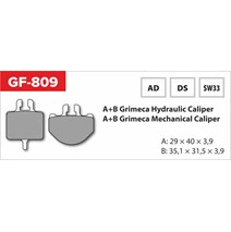 brake pads GF 809 AD MTB GRIMECA (without spring, spring, cotter pins)
