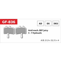 brake pads GF 836 AD MTB AVID (without spring, spring, cotter pins)