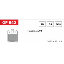 Brake pads GF 842 AD MTB HOPE (without spring, feather, splitters)