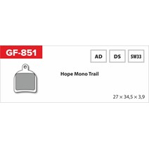Brake Pads GF 851 Ad MTB HOPE (without spring, feather, pens)