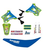set of stickers + seat covers fits onKX 94-98 Team Kawasaki 97