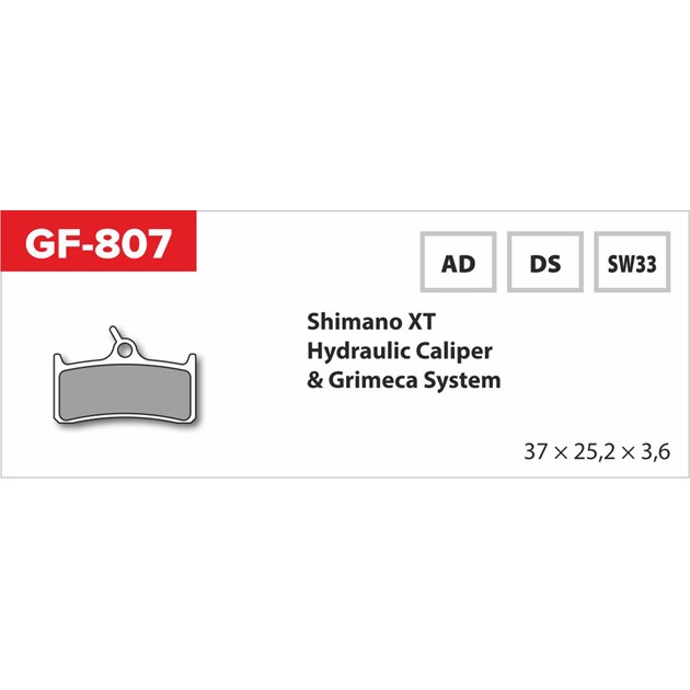 Brake pads GF 807 SW MTB Shimano (with spring)