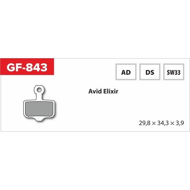 Brake pads GF 843 DS MTB AVID (with spring)